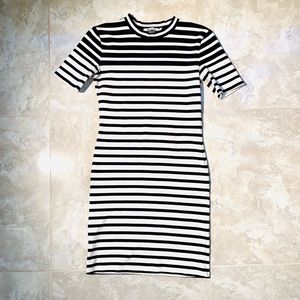 T Alexander Wang Striped Black & White Short Mini Bodycon Dress